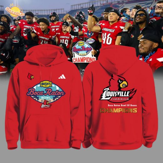Louisville Football – WE ARE CHAMPIONS 2025 Red Hoodie