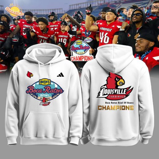 Louisville Football – WE ARE CHAMPIONS 2025 White Hoodie
