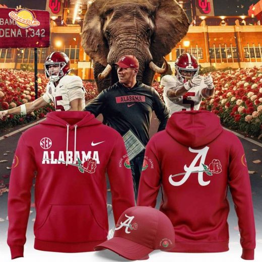 Men’s Red Alabama Crimson Tide 2026 Rose Bowl Game Hoodie – Red