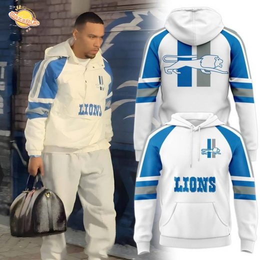 Men’s White/Blue Detroit Lions Thursday Night Lights Hoodie