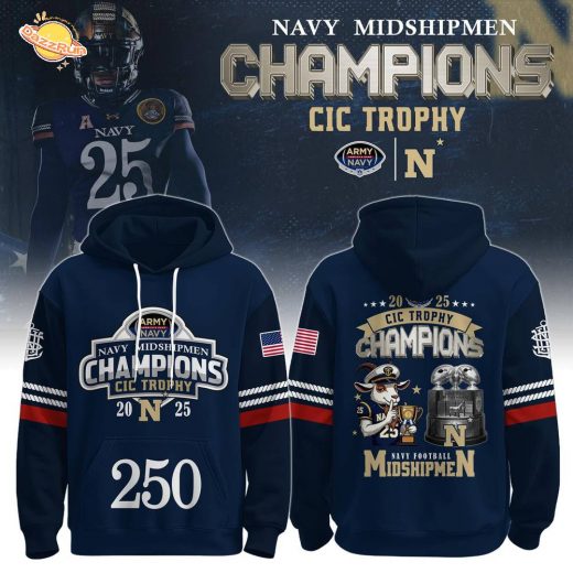Navy Midshipmen – Back-to-Back CIC Trophy Champions 2025 Hoodie Navy Midshipmen – Back-to-Back CIC Trophy Champions 2025 Hoodie