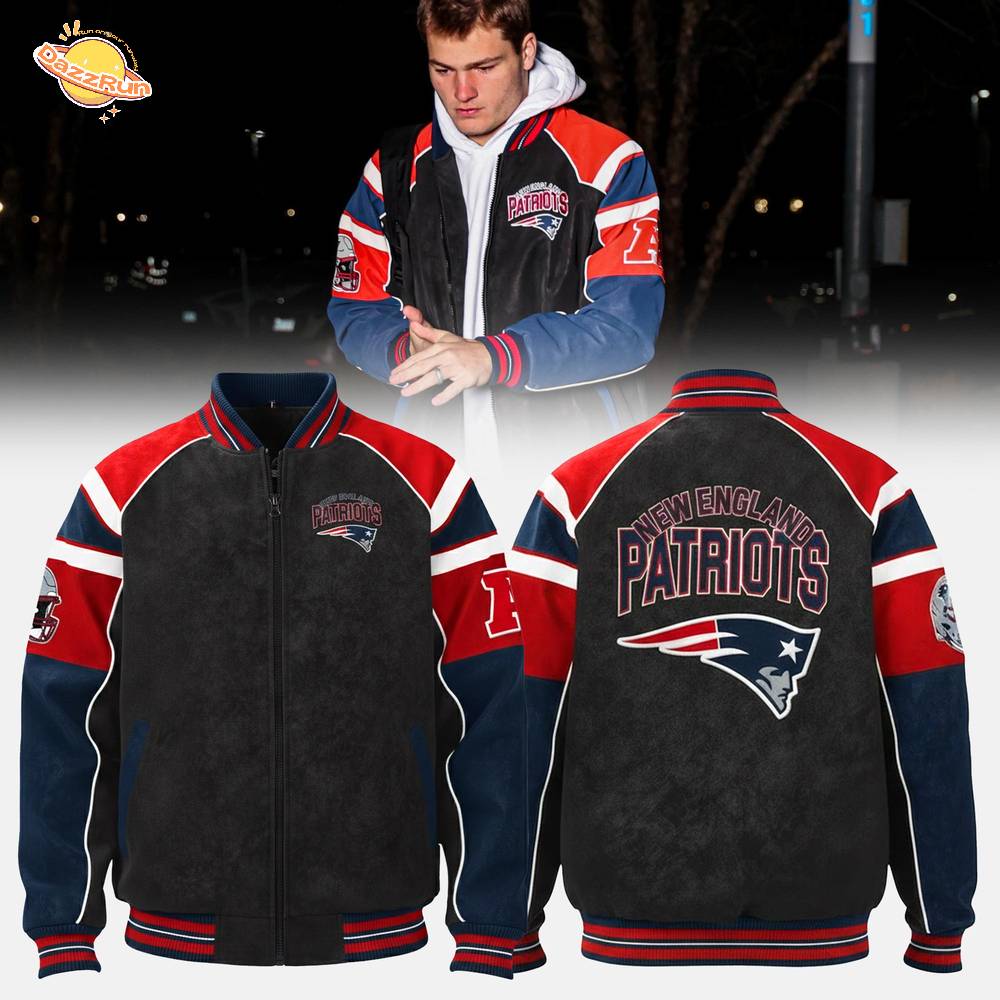 New England Patriots Black Raglan Jacket New England Patriots Black Raglan Jacket