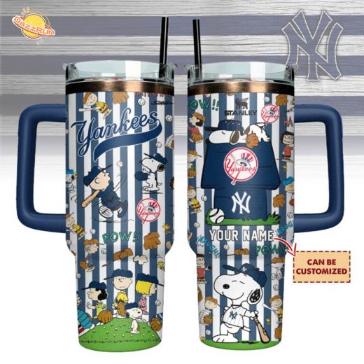 New York Yankees x Peanuts Custom Stanley Quencher 40oz Stainless Steel Tumbler With Handle