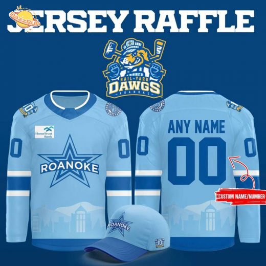 Roanoke Rail Yard Dawgs 2025 Light Blue Hockey Jersey