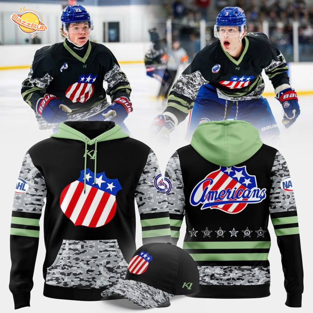 Rochester Jr. Americans 2025 Military Appreciation Hoodie Rochester Jr. Americans 2025 Military Appreciation Hoodie