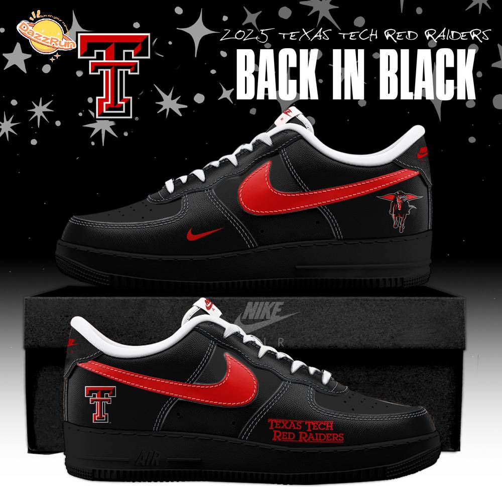 Texas Tech Red Raiders Back In Black 2025 Special Edition AF1 Sneakers Texas Tech Red Raiders Back In Black 2025 Special Edition AF1 Sneakers