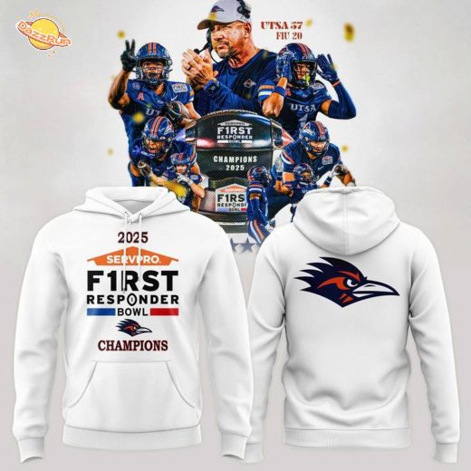UTSA Roadrunners football 2025 First Responder Bowl Champs Hoodie – White