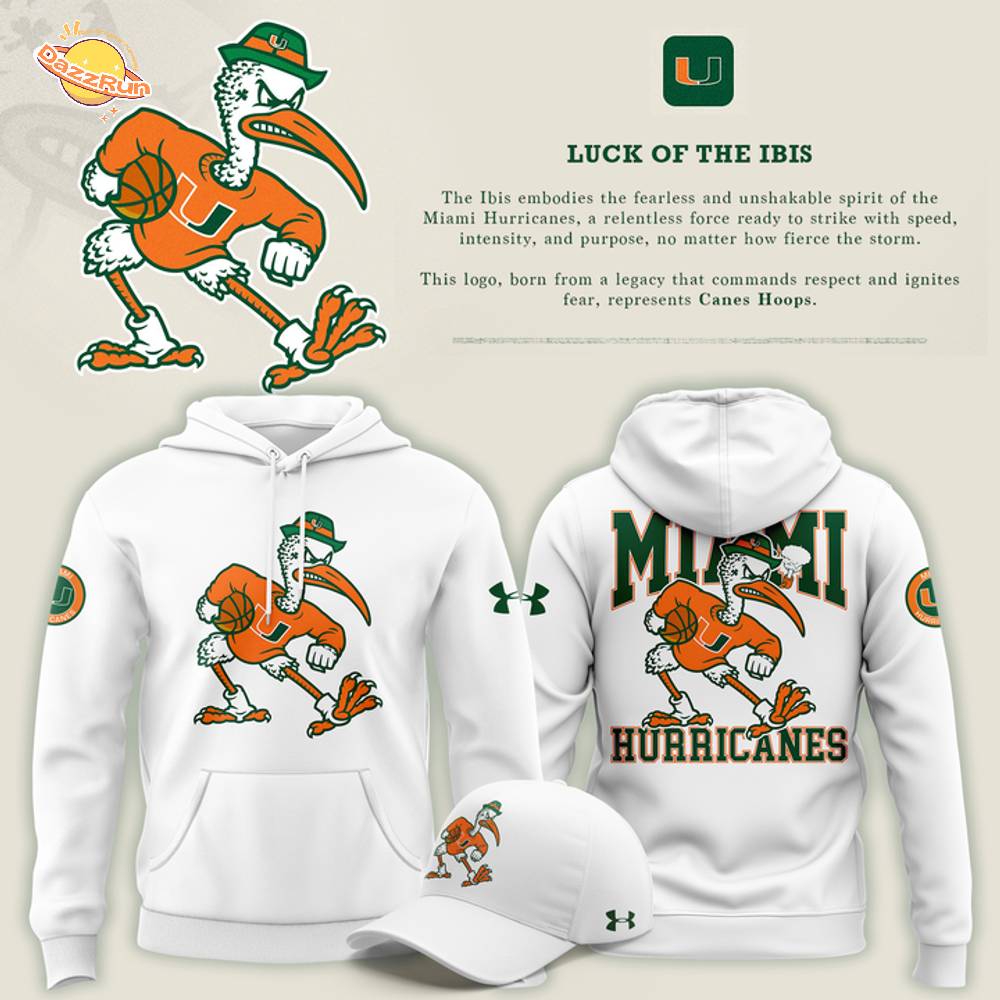 Canes Men’s Basketball "Luck of the Ibis" Limited Edition Hoodie - White Canes Men’s Basketball "Luck of the Ibis" Limited Edition Hoodie - White