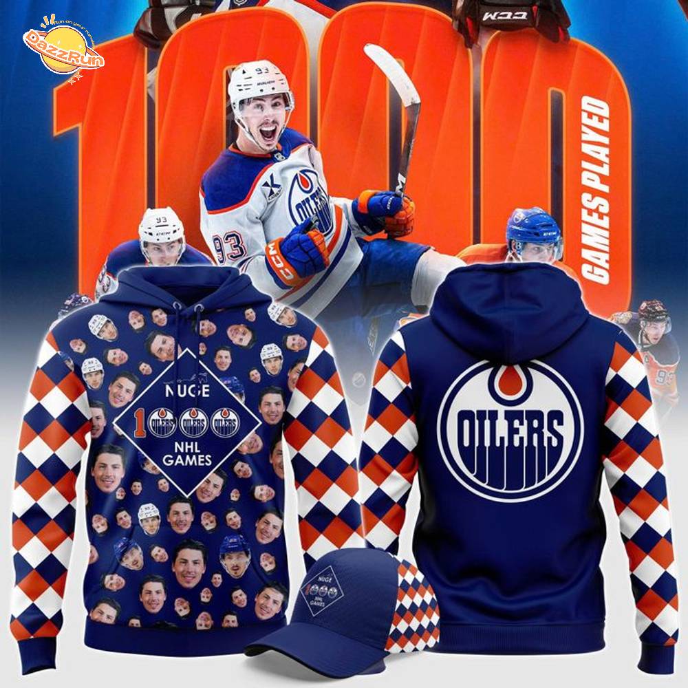 Edmonton Oilers x Ryan Nugent-Hopkins 1,000th NHL Hoodie Edmonton Oilers x Ryan Nugent-Hopkins 1,000th NHL Hoodie