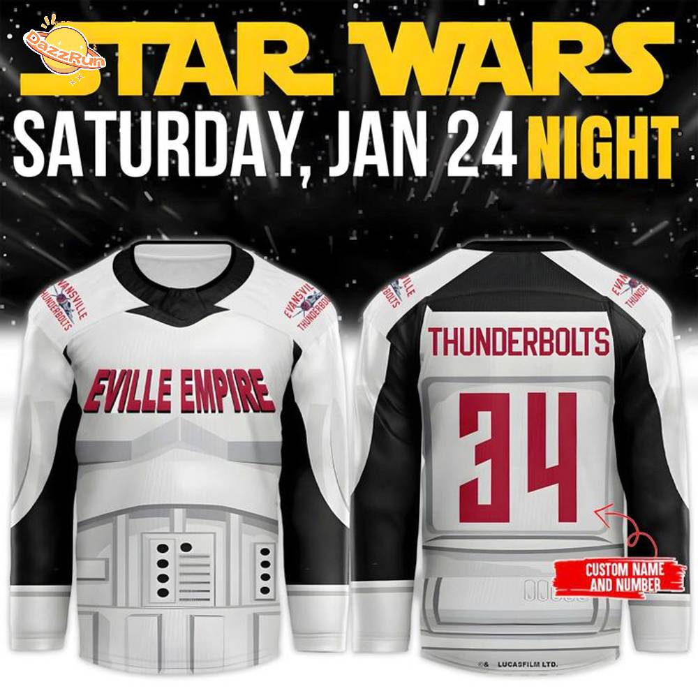 Evansville Thunderbolts 2026 Star Wars Night Jersey Evansville Thunderbolts 2026 Star Wars Night Jersey