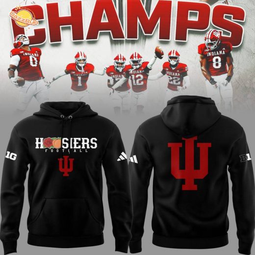 INDIANA HOOS 🏈 Rose Bowl x Peach Bowl Champs Black Hoodie