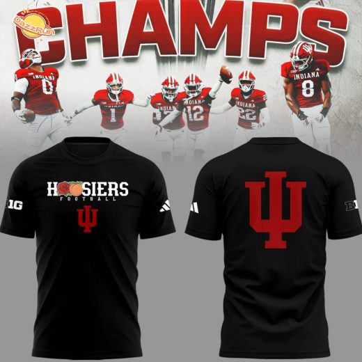 INDIANA HOOS 🏈 Rose Bowl x Peach Bowl Champs Black TShirt