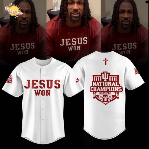 Indiana Hoosiers ” Jesus Won” 2026 National Champions Limited W Jersey