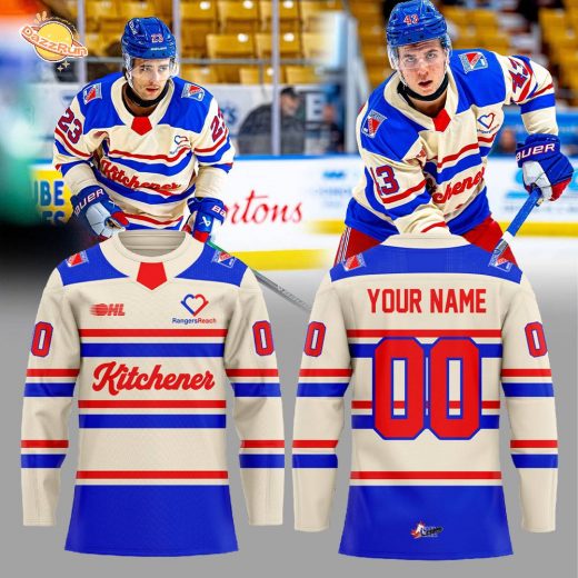 Kitchener Rangers WARMUPS RTown BattleBuilt Combo Hockey Jersey Custom Name, Number Kitchener Rangers WARMUPS RTown BattleBuilt Combo Hockey Jersey Custom Name, Number
