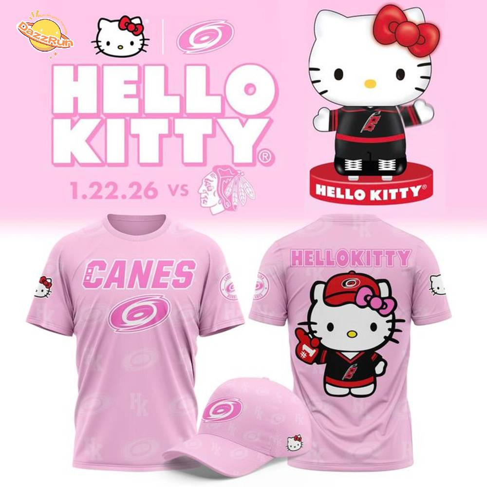 Limited Edition Carolina Hurricanes '' Hello Kitty Night '' 2026 T-shirt Limited Edition Carolina Hurricanes '' Hello Kitty Night '' 2026 T-shirt