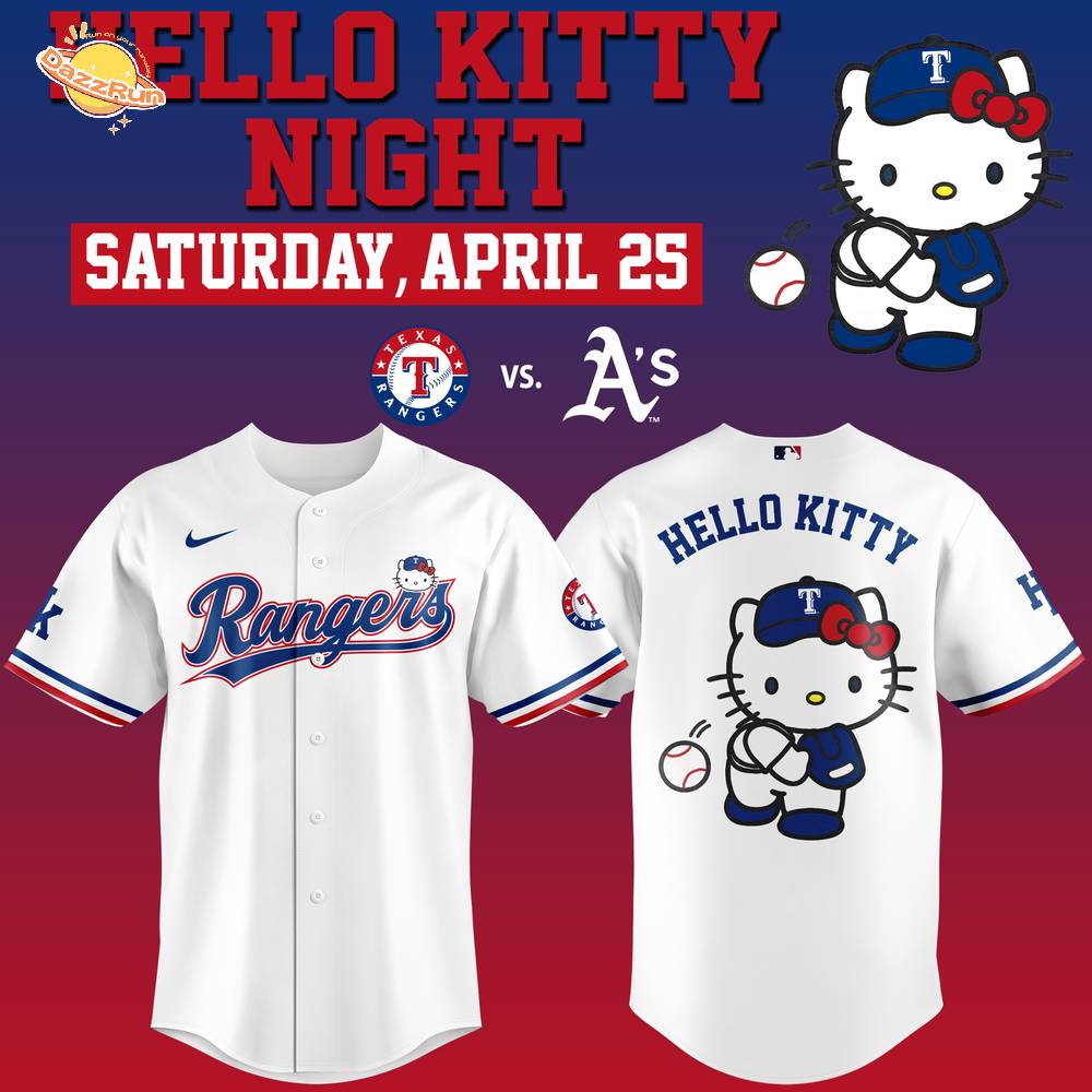 Limited Edition Texas Rangers x Hello Kitty Night Jersey 2026 Limited Edition Texas Rangers x Hello Kitty Night Jersey 2026