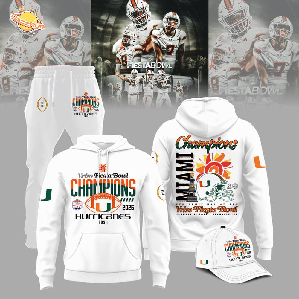 Miami Hurricanes College Football Playoff 2025 Fiesta Bowl Champions Combo W Hoodie Miami Hurricanes College Football Playoff 2025 Fiesta Bowl Champions Combo W Hoodie