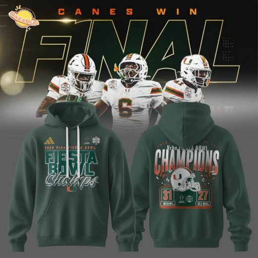 Miami Hurricanes College Football Playoff 2026 Fiesta Bowl Champions Hoodie