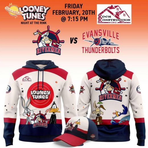Official Peoria Rivermen Looney Tunes Hoodie(Updated Version)