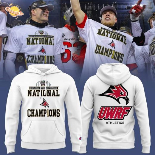 Official Wisconsin–River Falls Falcons football Champions Hoodie – White (Updated Version)-V1
