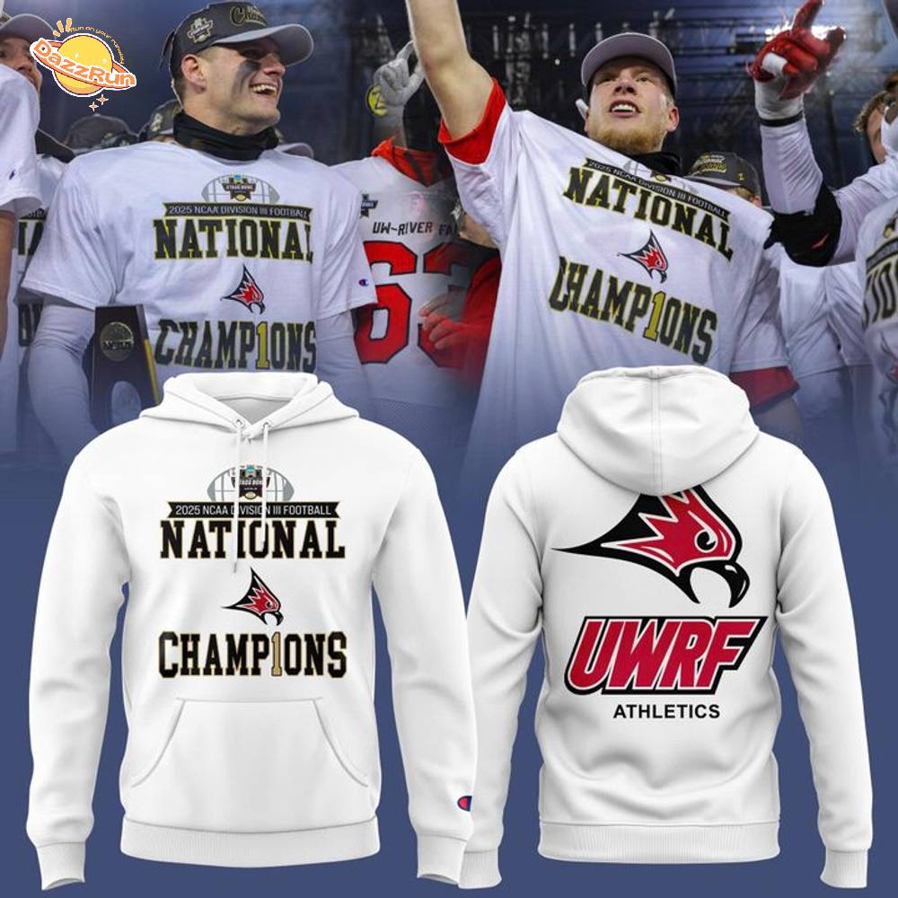 Official Wisconsin–River Falls Falcons football Champions Hoodie - White (Updated Version)-V1 Official Wisconsin–River Falls Falcons football Champions Hoodie - White (Updated Version)-V1