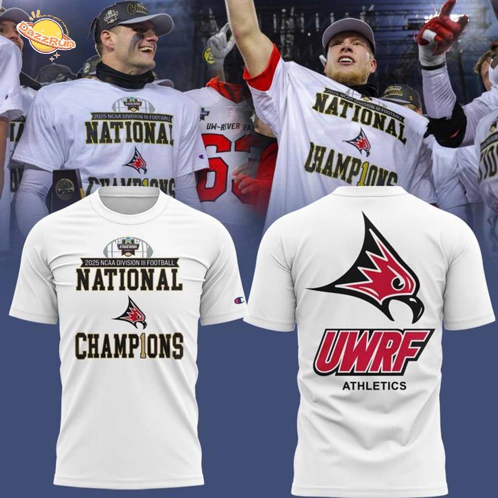 Official Wisconsin–River Falls Falcons football Champions T-shirt - White(Updated Version)-V1 Official Wisconsin–River Falls Falcons football Champions T-shirt - White(Updated Version)-V1