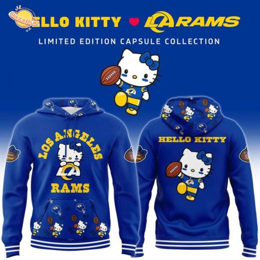 Unisex Los Angeles Rams x Helllo Kitty Night 2025 Hoodie-Blue(Updated Version)