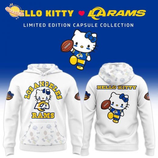 Unisex Los Angeles Rams x Helllo Kitty Night 2025 Hoodie-White(Updated Version)